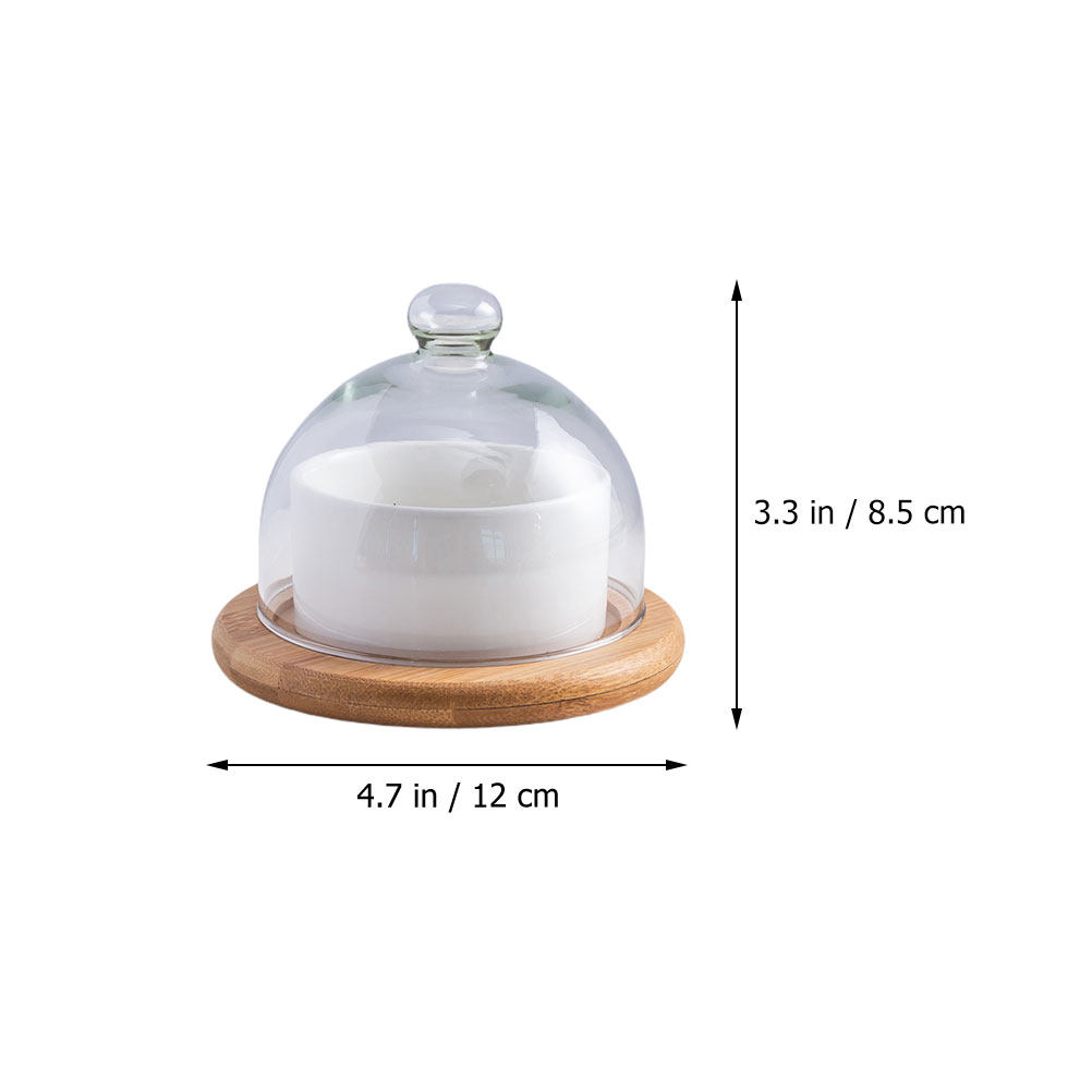 Ceramic Salad Bowl Set with Cl - Plastic Dome Clear 评论和价格
